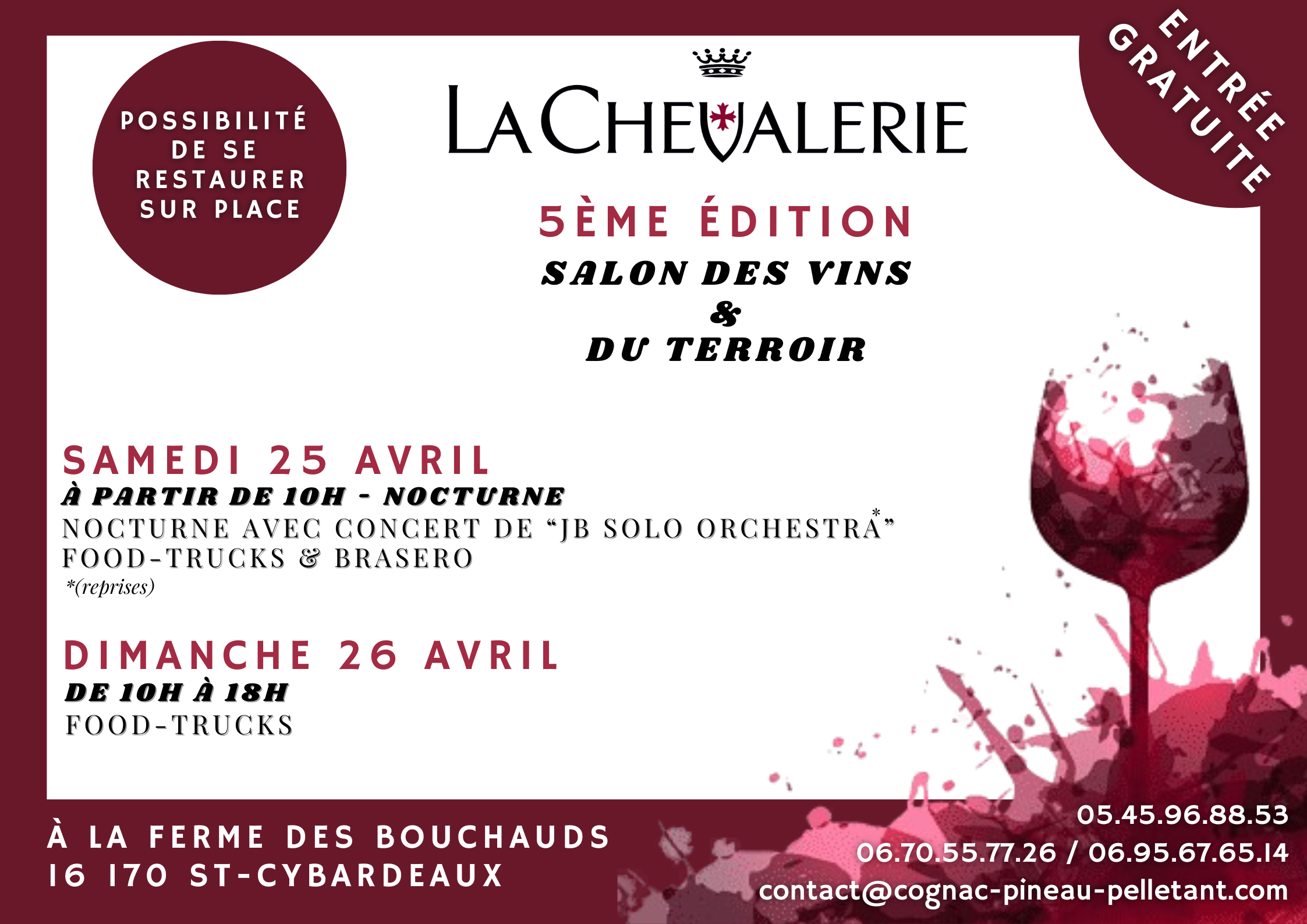 Le Domaine de la Chevalerie – Vignoble Pelletant organise la 5ème édition de son « Salon des Vins et du Terroir », samedi 25 avril à partir de 10h et dimanche 26 avril de 10h à 18h, à la Ferme des Bouchauds, sur la commune de St-Cybardeau ! episode artwork