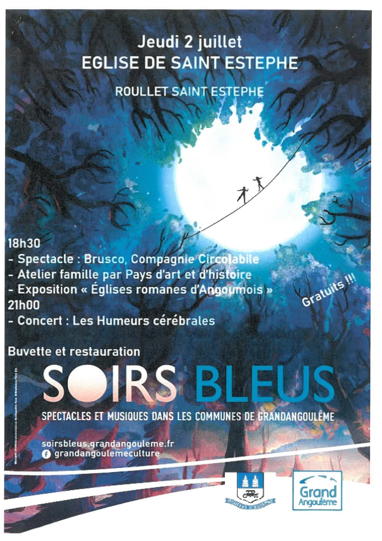 « Ce jeudi 2 juillet, les soirs Bleus s’installent à Roullet ! Animations, exposition, concert, Patricia nous dévoile le programme. » episode artwork